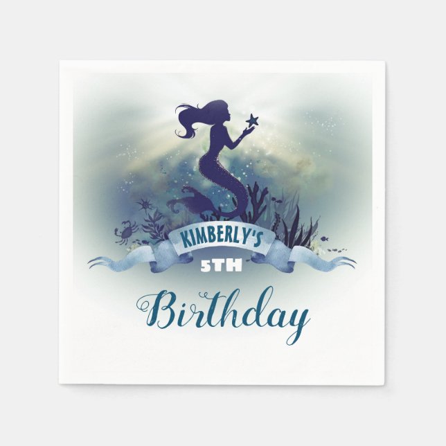 Mermaid Birthday Party Napkins (Front)