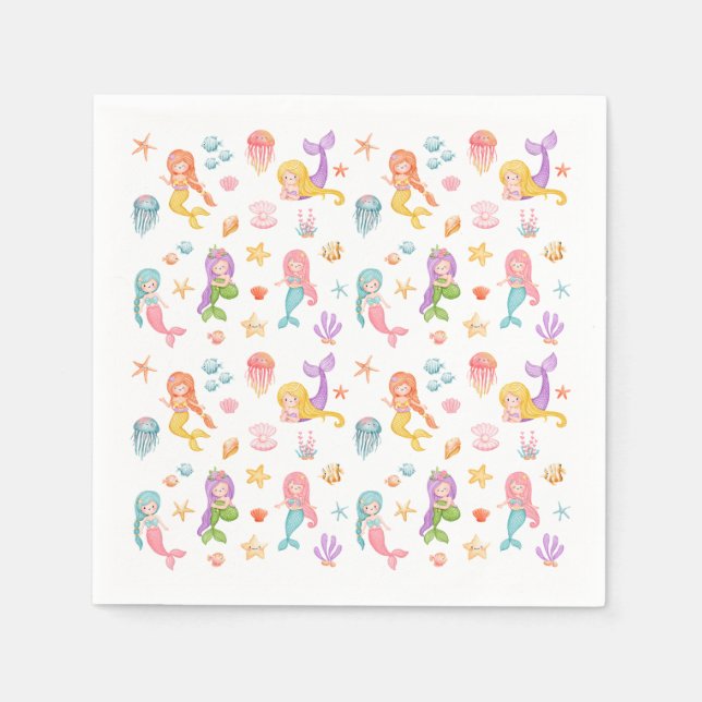 Mermaid Birthday Party Napkins (Front)