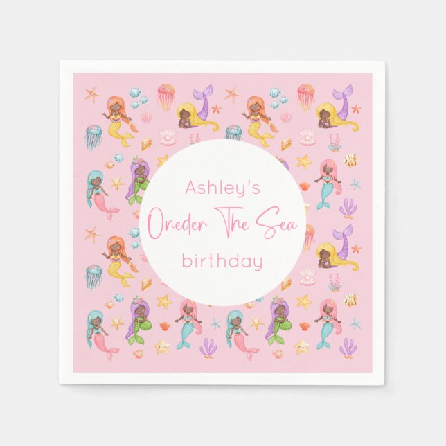Mermaid Birthday Party Napkins (Front)