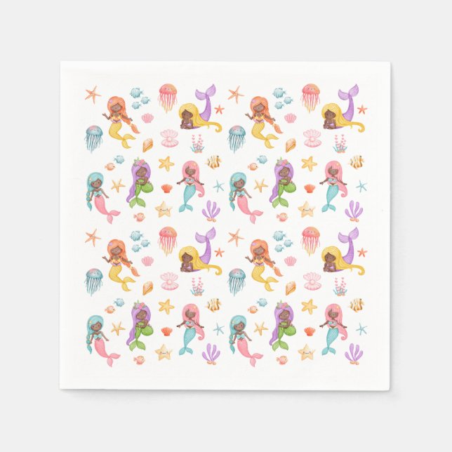 Mermaid Birthday Party Napkins (Front)