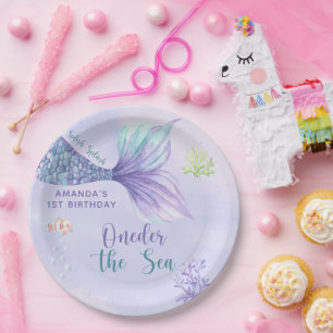 Mermaid Birthday Party Oneder The Sea Mermaid Paper Plates