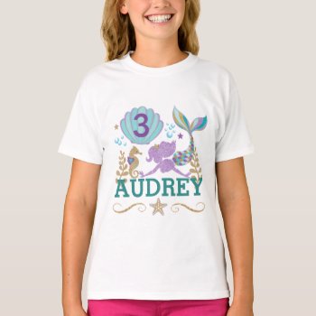 Mermaid Birthday Party Personalized T Shirt by TiffsSweetDesigns at Zazzle