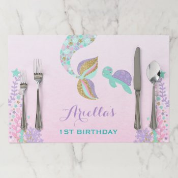 Mermaid Birthday Party Placemat Under The Sea Gold by PixelPerfectionParty at Zazzle
