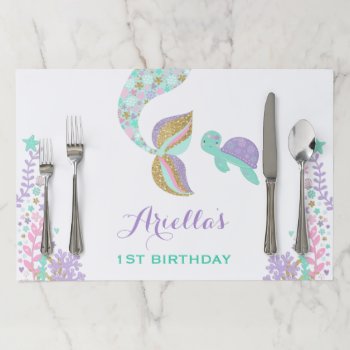 Mermaid Birthday Party Placemat Under The Sea Gold by PixelPerfectionParty at Zazzle
