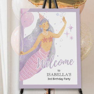 Mermaid Birthday Party Soft Lavender Welcome Foam Board