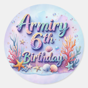 Mermaid Birthday Party Sticker Armiry 6th Birthday