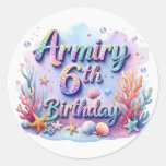 Mermaid Birthday Party Sticker Armiry 6th Birthday