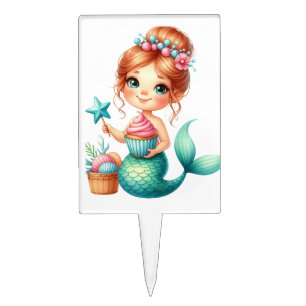Mermaid Birthday Party Supplies 🧜💖Cupcake Topers Cake Topper