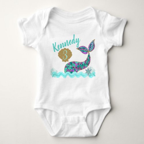 Mermaid birthday party t_shirt Onsie custom Baby Bodysuit