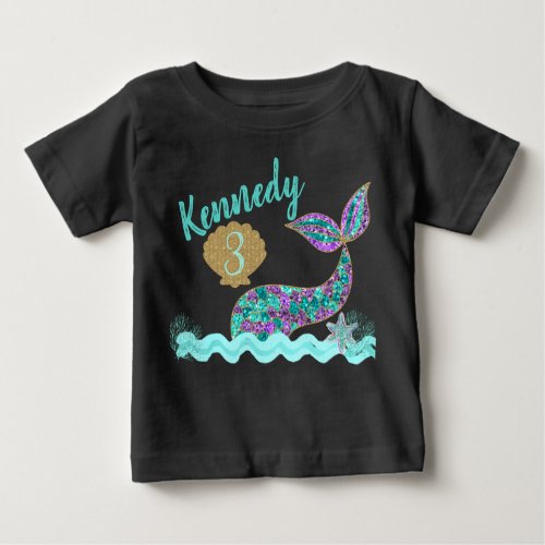 Mermaid birthday party t_shirt Raglan Baby T_Shirt