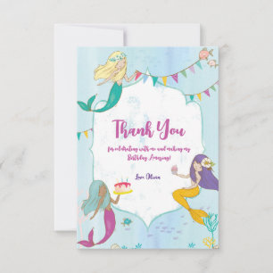 Mermaid Birthday Party Thank You Card