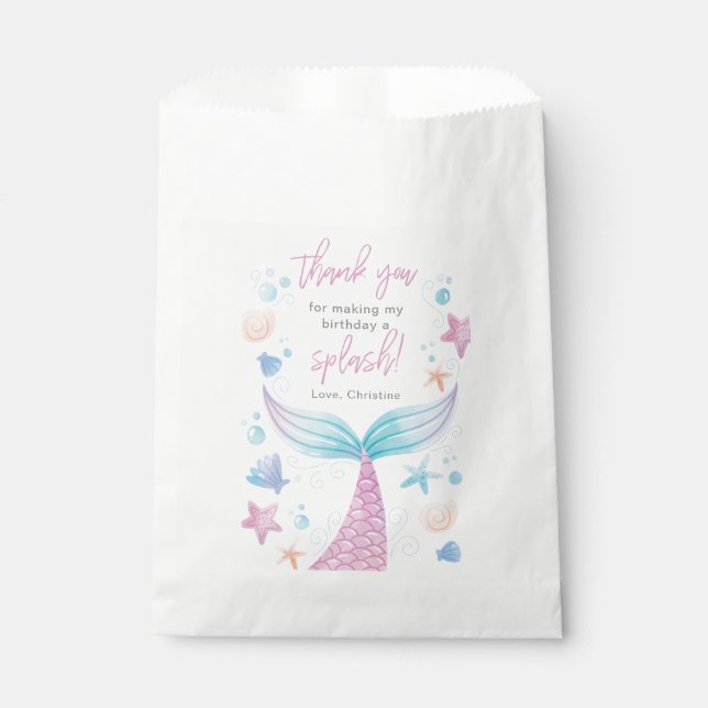 Mermaid Birthday Party Thank You Favor Bags (Front)