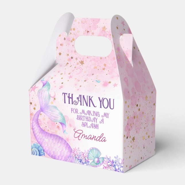 Mermaid Birthday Party Thank You  Favor Boxes (Front Side)