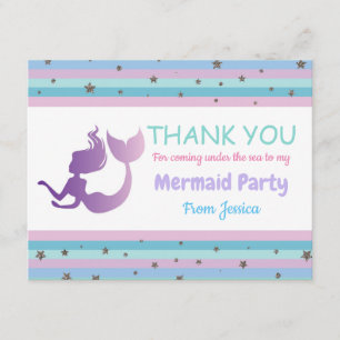 Mermaid Birthday Party Thank You Invite Card