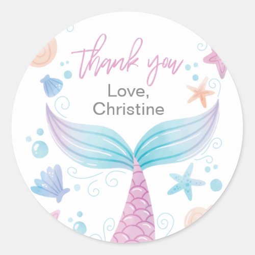 Mermaid Birthday Party Thank You Stickers