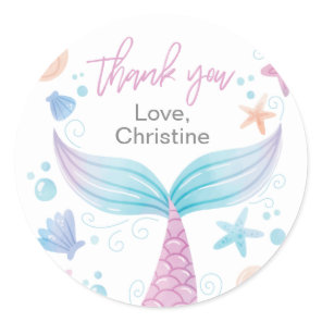Mermaid Birthday Party Thank You Stickers