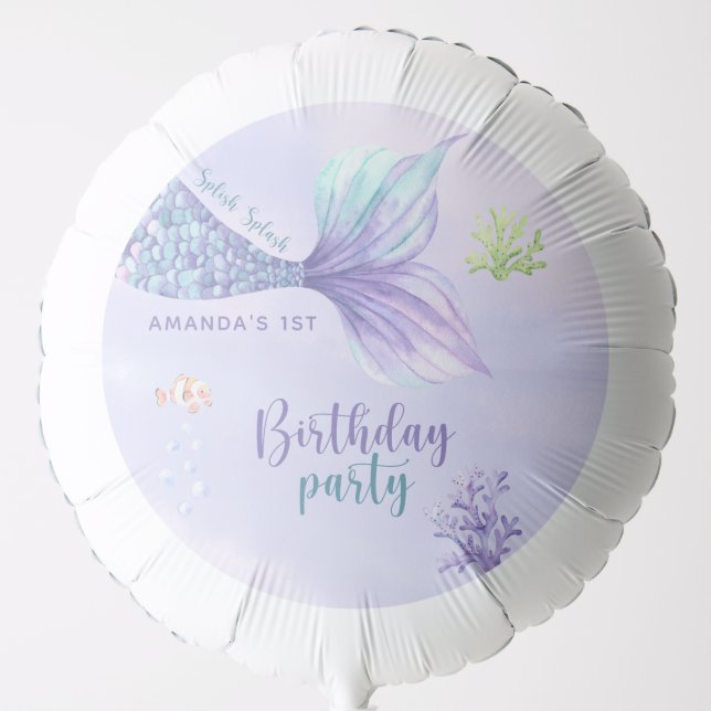Mermaid Birthday Party Under The Sea Mermaid Balloon (Front)
