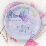Mermaid Birthday Party Under The Sea Mermaid Paper Plates<br><div class="desc">"Under the Sea" themed birthday invitation.
Watercolor pastel purple and blue hues,  featuring playful mermaid tail,  clown fish,  and corals.</div>