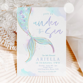 Mermaid Birthday Party Under The Sea Mermaid Party Invitation by PixelPerfectionParty at Zazzle