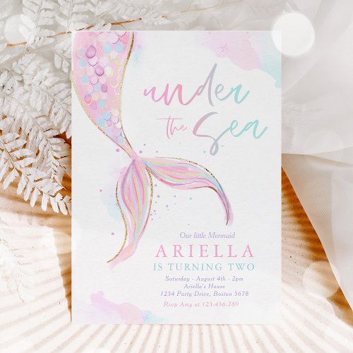 Mermaid Birthday Party Under The Sea Mermaid Party Invitation