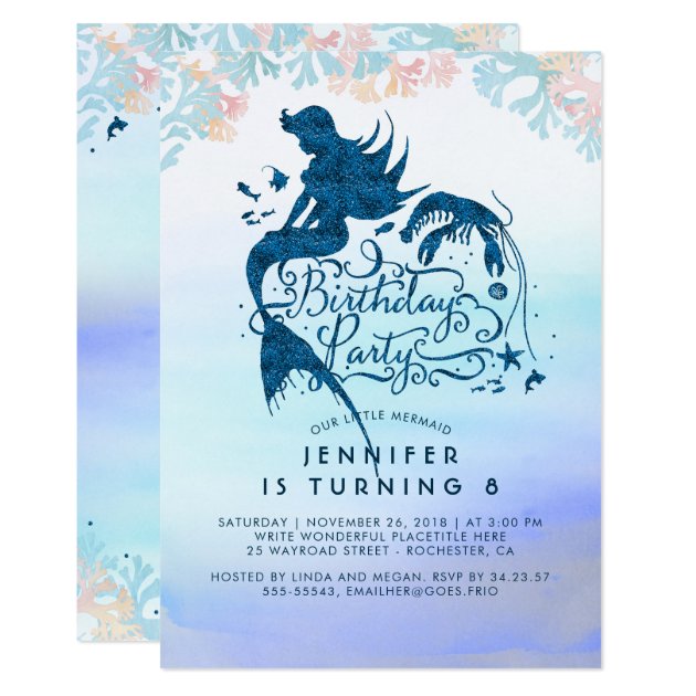 Mermaid Birthday Party Under The Sea Of Love Invitation