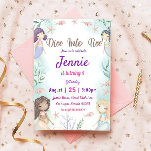 Mermaid Birthday Party Under The Sea Party Invitation