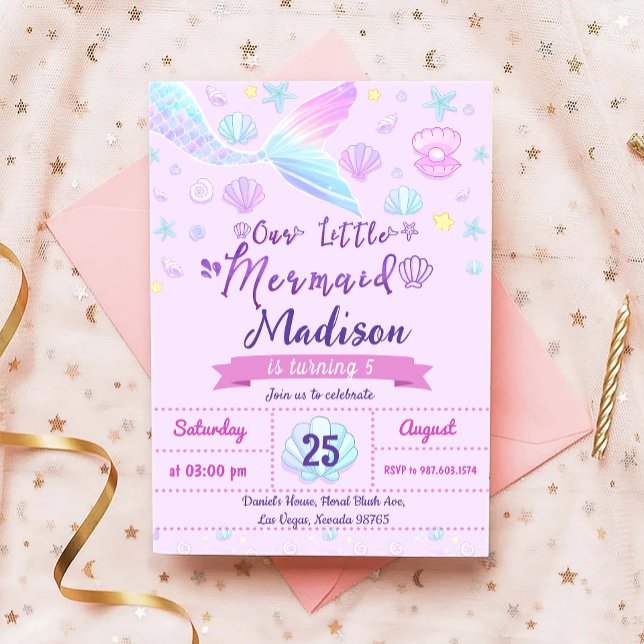 Mermaid Birthday Party Under The Sea Party Invitation (Creator Uploaded)