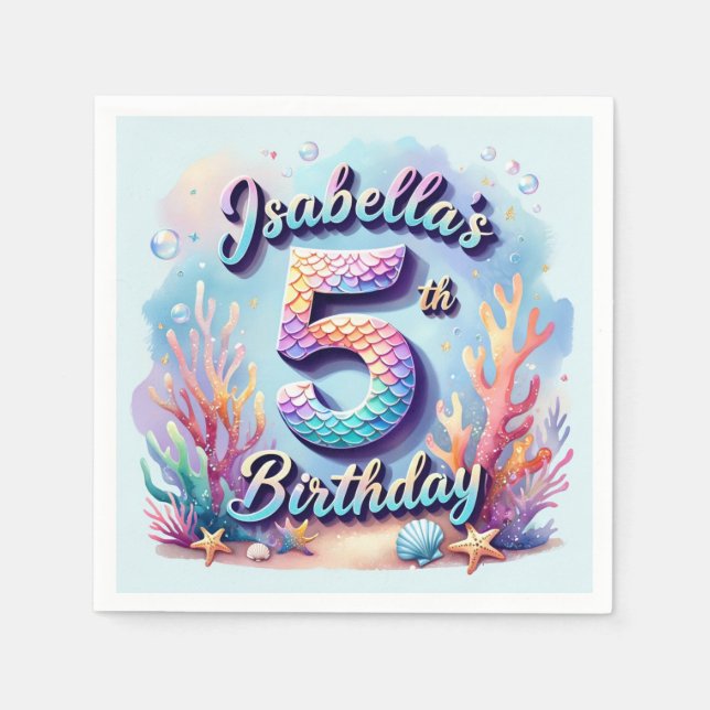 Mermaid Birthday Party – Under the Sea Party  Napkins (Front)