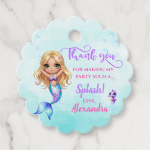 Mermaid Birthday Party - Under the Sea Splish Spla Favor Tags