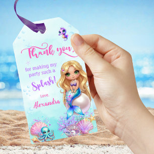 Mermaid Birthday Party - Under the Sea Splish Spla Gift Tags