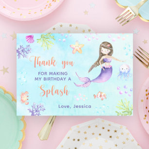 Mermaid Birthday Party Under The Sea the Thank you Card