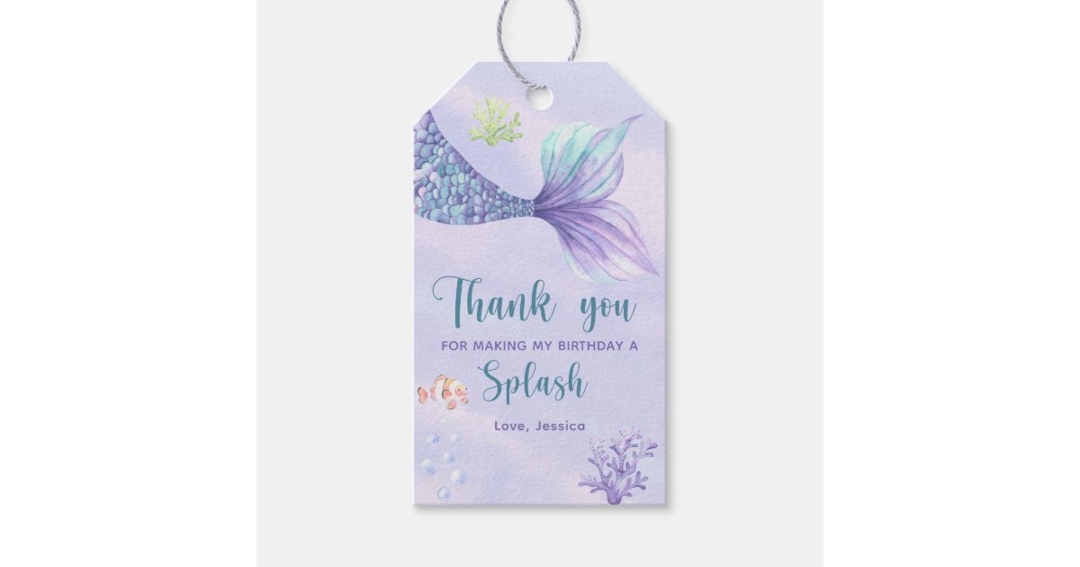 Mermaid Birthday Party Under The Sea the Thank you Gift Tags | Zazzle