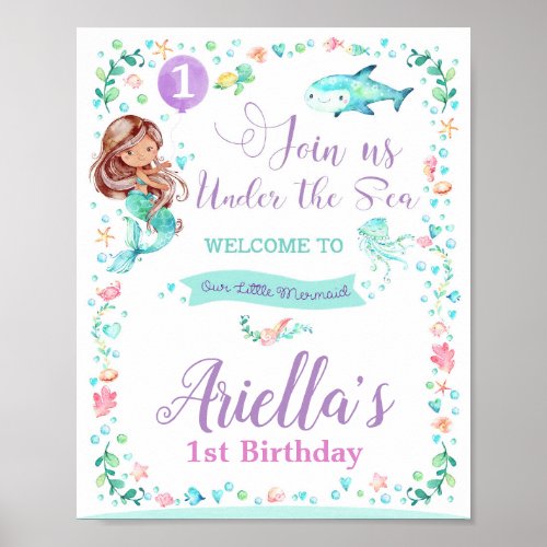 Mermaid Birthday Party Welcome Sign Poster