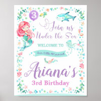 Mermaid Birthday Party Welcome Sign Poster