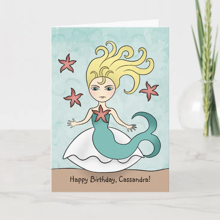 Mermaid birthday personalized card | Zazzle