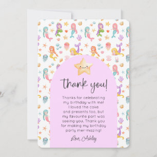 Mermaid Birthday Photo Thank You Invitation