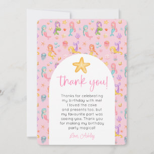 Mermaid Birthday Photo Thank You Invitation