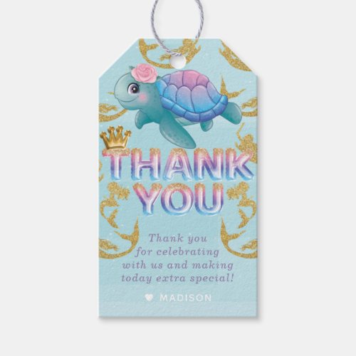 Mermaid Birthday Pink Blue Thank you Gift Tags