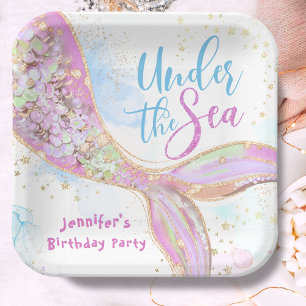 Mermaid Birthday Pink Under The Sea Paper Plates