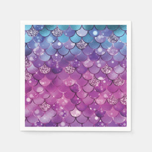 Mermaid Birthday Purple Pink  Napkins