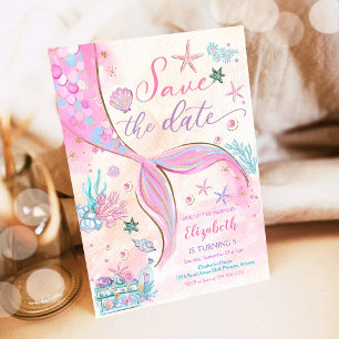 Mermaid Birthday Save the Date Invitation