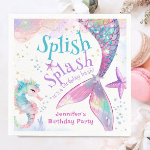  Mermaid Birthday Splish Splash Party Paper Plates Napkins