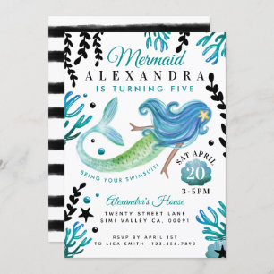 Mermaid Birthday Swimming Pool Party Invitation