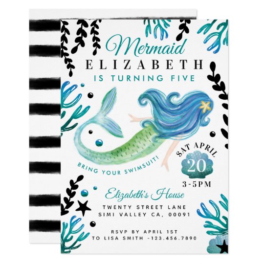 Mermaid Birthday Swimming Pool Party Invitation Zazzle Com