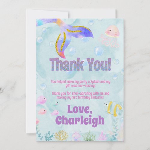 Mermaid Birthday Thank You Card