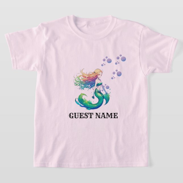 Mermaid Birthday theme add Guest name  T-Shirt (Laydown)