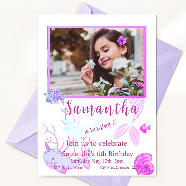 Mermaid Birthday, Under the Sea,  6th Birthday Invitation (Creator Uploaded)