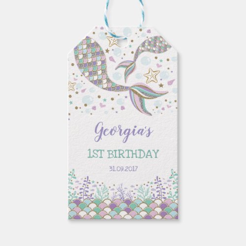 Mermaid Birthday Under the Sea Beach Ocean Favors Gift Tags