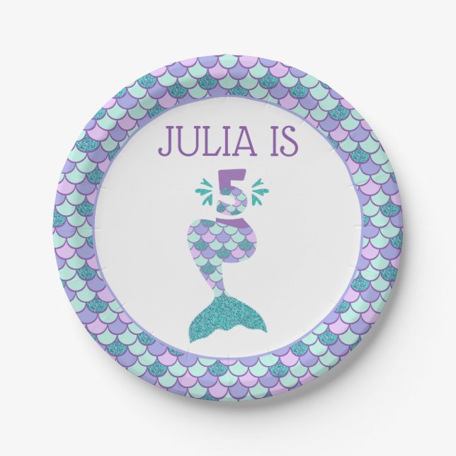 Mermaid Birthday Under The Sea Party Paper Plates (Front)