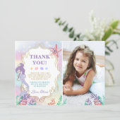 Mermaid Birthday Under The Sea Thank You Card (Standing Front)